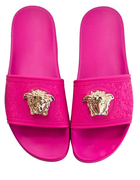 versace hot pink slides|Versace pink slides girls.